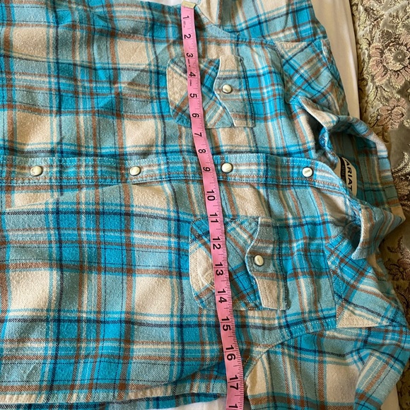 Ariat Turquoise and Beige Checkered Shirt - Picture 6 of 12
